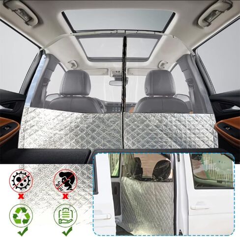 Car Divider Isolation Curtain Air-Conditioning Privacy Sun Protection and Heat Insulation Curtain Kits with Transparent Panel and Zipper for Fo/rd Tran/sit Custom Camper Van RV in Saudi Arabia