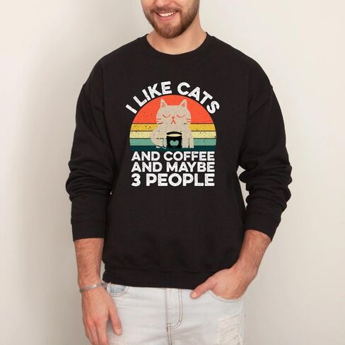 I Like Cats And Coffee Sweatshirt, Long Sleeve Casual Unisex Sweatshirt for Christmas in Saudi Arabia