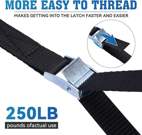 Lashing Straps,1" x 10Ft Adjustable Cam Buckle Tie Down Cinch Strap for Packing Black 4 Pack,Packing Straps Heavy-Duty for Cargo/Luggage/Kayak/Truck/SUV/Car Roof Rack in Saudi Arabia