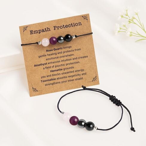 Negative Energy Protection Bracelet, Anxiety Bracelet For Women, Men, Protection Jewelry Gifts For Her, Him, Pulsera De Proteccion Para Mujer, Calming Anxiety Relief Items Crystal Beaded in Kuwait