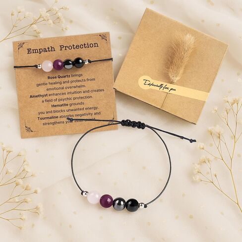 Negative Energy Protection Bracelet, Anxiety Bracelet For Women, Men, Protection Jewelry Gifts For Her, Him, Pulsera De Proteccion Para Mujer, Calming Anxiety Relief Items Crystal Beaded in Kuwait