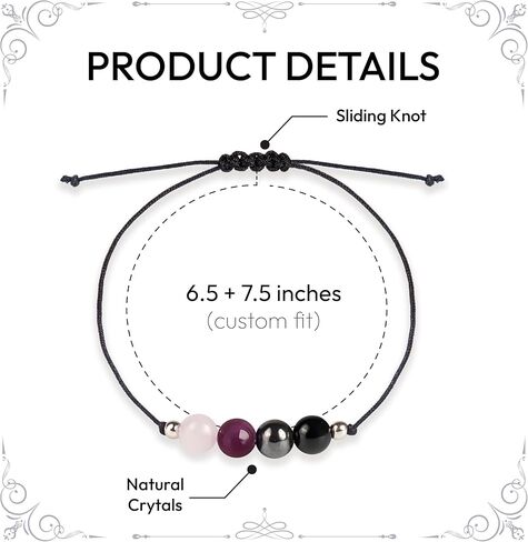 Negative Energy Protection Bracelet, Anxiety Bracelet For Women, Men, Protection Jewelry Gifts For Her, Him, Pulsera De Proteccion Para Mujer, Calming Anxiety Relief Items Crystal Beaded in Kuwait