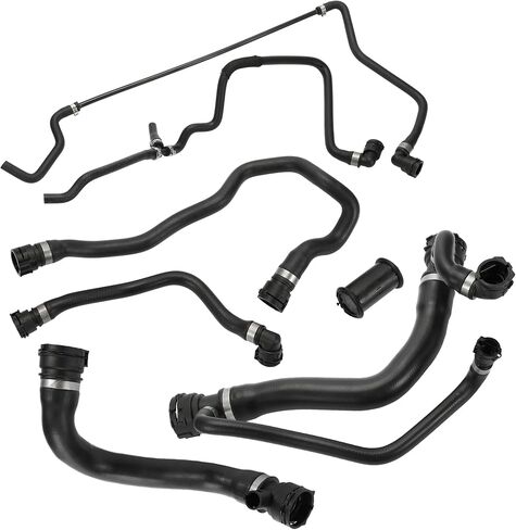 Radiator Hose No.17127568246/11531438634/11511439976 - Car Radiator Coolant Water Hose Pipe Kit - for BMW 550i 2006-2010 Rubber Black - 1 Set in Saudi Arabia
