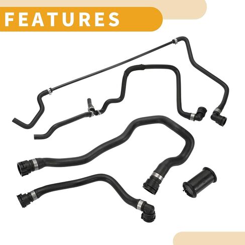 Radiator Hose No.17127568246/11531438634/11511439976 - Car Radiator Coolant Water Hose Pipe Kit - for BMW 550i 2006-2010 Rubber Black - 1 Set in Saudi Arabia