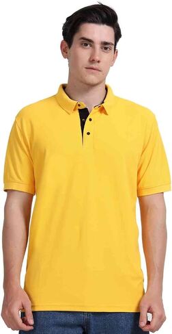 AMIGOS Golfer Men's Polo T-Shirts, Comfortable Activewear with Snap Button & Contrast Placket in Saudi Arabia