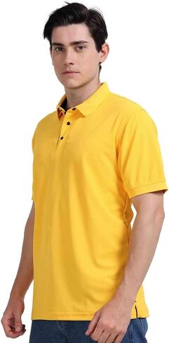 AMIGOS Golfer Men's Polo T-Shirts, Comfortable Activewear with Snap Button & Contrast Placket in Saudi Arabia