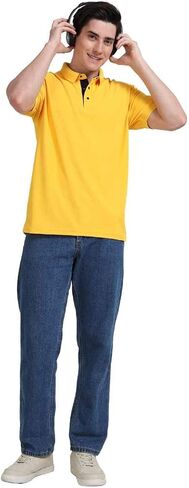 AMIGOS Golfer Men's Polo T-Shirts, Comfortable Activewear with Snap Button & Contrast Placket in Saudi Arabia