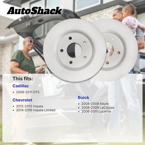 AutoShack Front Drilled & Slotted Brake Rotors | Replacement for 2012-2013 Chevrolet Impala 2006-2011 Buick Lucerne 2006-2011 Cadillac DTS | Silver Zinc Coated | 2-PC Set | SilverShield Pro in Saudi Arabia