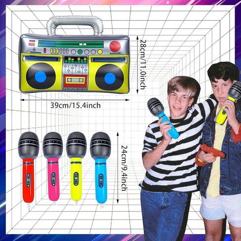 10pcs Inflatable Instruments Party Props Rock Star Toy Set Inflatable Saxophone Bass Rock Microphone Rock Electric Guitar Recorder Suitable for Various Music Parties in Saudi Arabia