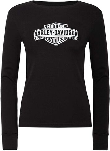 Harley-Davidson Women's Elongated Bar & Shield Long Sleeve Shirt, Black in Saudi Arabia