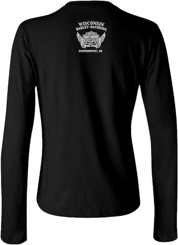 Harley-Davidson Women's Elongated Bar & Shield Long Sleeve Shirt, Black in Saudi Arabia