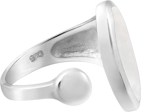 AeraVida Versatile Mother of Pearl Inlay Open-Ended .925 Sterling Silver Ring | Elegant Adjustable Statement Jewelry for Women | Jewelry Gift in Saudi Arabia