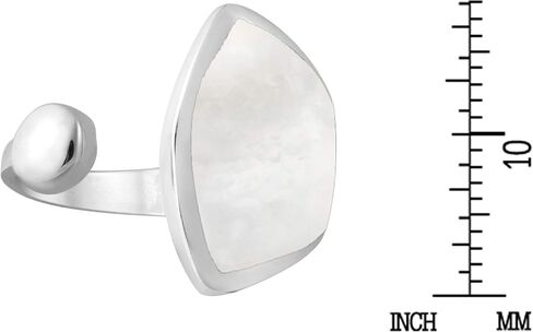 AeraVida Versatile Mother of Pearl Inlay Open-Ended .925 Sterling Silver Ring | Elegant Adjustable Statement Jewelry for Women | Jewelry Gift in Saudi Arabia
