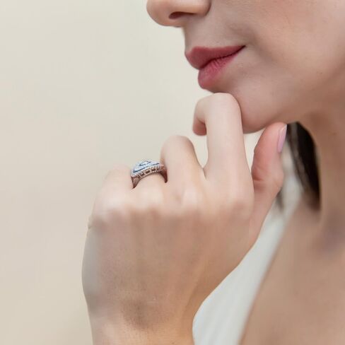 BERRICLE Sterling Silver CZ Art Deco Statement Cocktail Ring for Women, Sapphire-Blue Cubic Zirconia - Navette, Octagon, Oval Styles in Kuwait