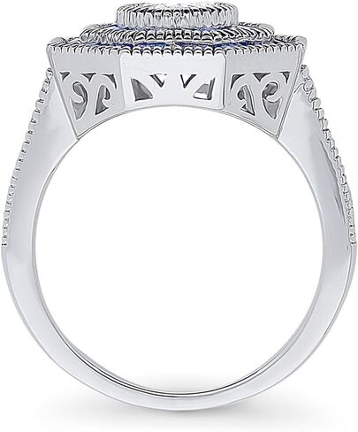 BERRICLE Sterling Silver CZ Art Deco Statement Cocktail Ring for Women, Sapphire-Blue Cubic Zirconia - Navette, Octagon, Oval Styles in Kuwait