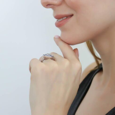 BERRICLE Sterling Silver CZ Art Deco Statement Cocktail Ring for Women, Sapphire-Blue Cubic Zirconia - Navette, Octagon, Oval Styles in Kuwait
