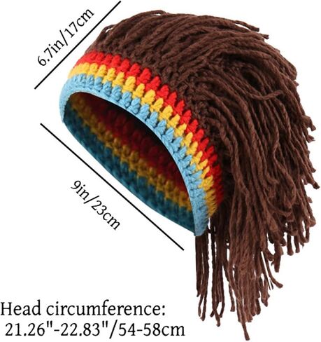 Funny Wig Hat Handmade Knitting Hat Men Long Dirty Braid Wig Caps Beanie Hat Winter Warm Hat Ski Cap in Saudi Arabia