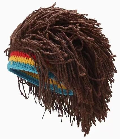 Funny Wig Hat Handmade Knitting Hat Men Long Dirty Braid Wig Caps Beanie Hat Winter Warm Hat Ski Cap in Saudi Arabia