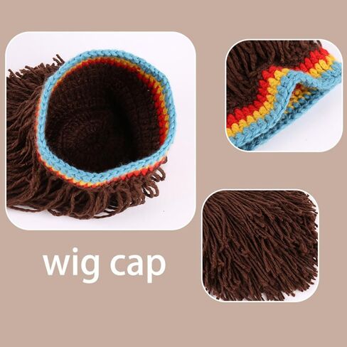 Funny Wig Hat Handmade Knitting Hat Men Long Dirty Braid Wig Caps Beanie Hat Winter Warm Hat Ski Cap in Saudi Arabia