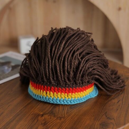 Funny Wig Hat Handmade Knitting Hat Men Long Dirty Braid Wig Caps Beanie Hat Winter Warm Hat Ski Cap in Saudi Arabia