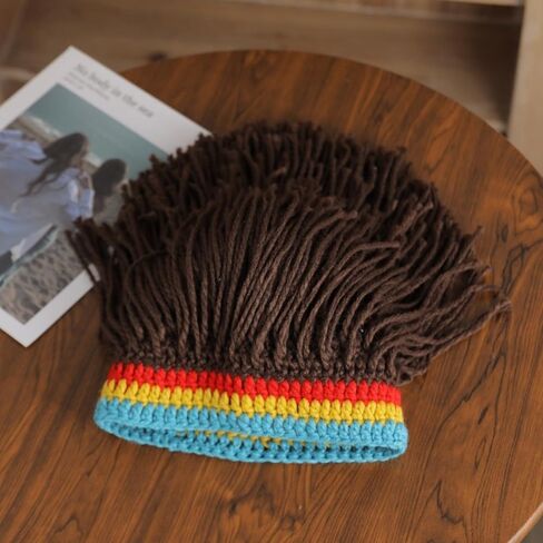 Funny Wig Hat Handmade Knitting Hat Men Long Dirty Braid Wig Caps Beanie Hat Winter Warm Hat Ski Cap in Saudi Arabia