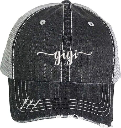 Gigi Distressed Trucker Hat - Embroidered Trucker Baseball Hat in Kuwait