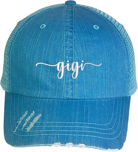 Gigi Distressed Trucker Hat - Embroidered Trucker Baseball Hat in Kuwait