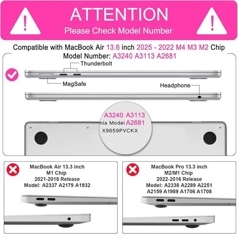 B BELK Compatible with MacBook Air 13 inch Case 2026 2025 2024 2023 2022 M4 M3 M2 A3240 A3113 A2681, Plastic Hard Shell Case+Keyboard Cover+Screen Protector for MacBook Air 13.6 inch Case, Marsala Red in Kuwait