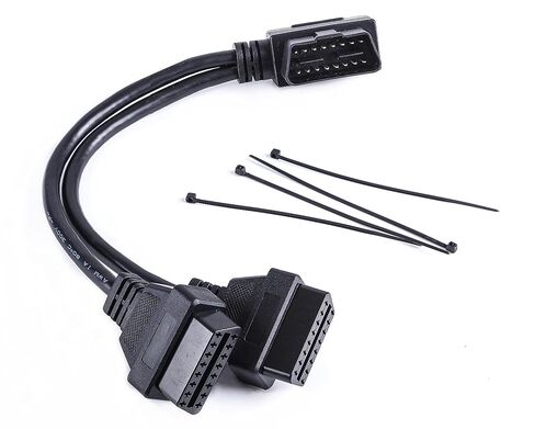 الزاوية اليمنى 1 قطعة ذكر إلى 2 قطعة أنثى obd2 obdii الفاصل y كابل سميك 24awg أسلاك لتعقب gps وأداة التشخيص وقارئ الكود in Kuwait