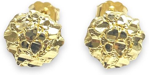 1.3 GRAMS 10 MM DIAMETER ROUND NUGGET HIP HOP STUD EARRINGS 10K YELLOW GOLD SG5038 in Saudi Arabia