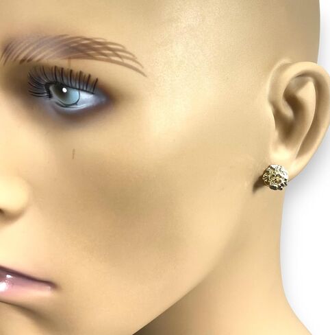 1.3 GRAMS 10 MM DIAMETER ROUND NUGGET HIP HOP STUD EARRINGS 10K YELLOW GOLD SG5038 in Saudi Arabia