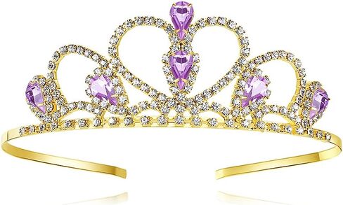تاج من حجر الراين الذهبي من Lovelyshop للأطفال الصغار والحفلات الراقصة وأعياد الميلاد وتاج الأميرة in Kuwait