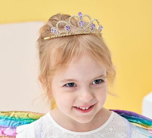 تاج من حجر الراين الذهبي من Lovelyshop للأطفال الصغار والحفلات الراقصة وأعياد الميلاد وتاج الأميرة in Kuwait