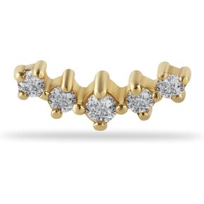 Climber Labret Cartilage Piercing Earring With Zircons - 14K Solid Yellow Gold - For Helix Tragus Lobe Conch Flat & Other Body Piercing BY KORAL JEWELRY in Saudi Arabia