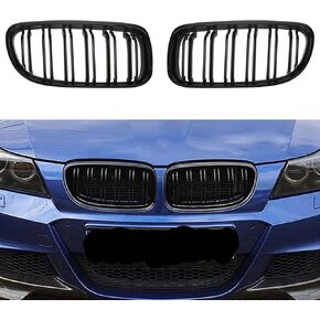 شبكة أمامية لشبكة الكلى E90 تناسب BMW 320i 323i 325i 325xi 328i 328xi 330i 335i 335xi - 3 series 2005-2008 (شرائح مزدوجة لامعة باللون الأسود) in Kuwait