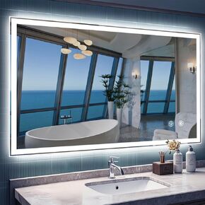 40 X24 LED Bathroom Mirror, Dual Backlit & Front Lit Anti-Fog, Dimmable, Dimmable led Mirror for Bathroom, Bathroom Mirror with Lights Wall-Mounted Vanity Mirror in Saudi Arabia