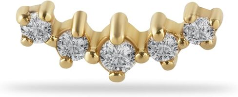 Climber Labret Cartilage Piercing Earring With Zircons - 14K Solid Yellow Gold - For Helix Tragus Lobe Conch Flat & Other Body Piercing BY KORAL JEWELRY in Saudi Arabia