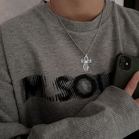 Cross Urn Necklace for Ashes Fish Hook Antler Cremation Pendant 925 Sterling Silver Nail Cross Memorial Jewelry Engraving Name Keepsake Gifts for Men Dad Husband in Kuwait