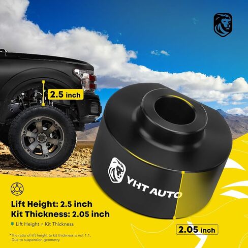 YHTAUTO طقم رفع التسوية الأمامية مقاس 2.5 بوصة متوافق مع Ford F-150 F-250/F-350 Super Duty Explorer Ranger Excursion Bronco، فواصل زنبركية من الألومنيوم مع 3/4-10 مسامير مع مجموعة أدوات مكونة من 2 in Saudi Arabia