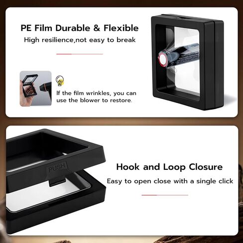 10-Pack Elegant Jewelry Display Boxes with Round Bases – 3D Floating Effect, Dustproof & Protective, Transparent PE Film (2.75×2.75 in) – Showcase Rings, Necklaces, Coins & Collectibles - Black in Saudi Arabia