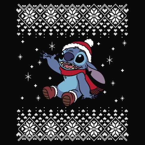 Disney Womens Lilo & Stitch Stitch Christmas Front Women's Long Sleeve Cowl Neck Pullover in Saudi Arabia