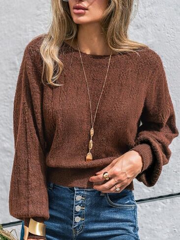 CUPSHE Women's Fall Knit Sweater 2025 Long Sleeves Round Neck Open Back Lightweight Pullover Reversible Casual Sweater Top in Saudi Arabia
