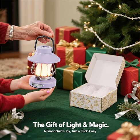 V.C Formark Retro Snail Kids Lantern - Premium Violet USB ضوء التخييم القابل لإعادة الشحن ، وضوء ليلي قابلاً للخلاف 3 ألوان مع خطاف خيمة ، آمن داخلي في الهواء الطلق لغرفة النوم/الهدايا (أساسيات الأطفال) in Saudi Arabia