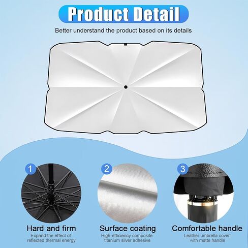 Car Windshield Sunshade Umbrella, Portable Auto Interior Front Window Heat Insulation Protector Cover, Vehicle UV Rays Blocker Camping Accessory Keep Car Cool for SUV, Sedan (Small) in Saudi Arabia