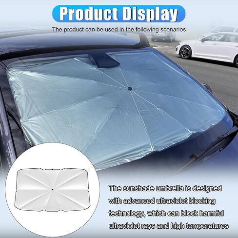 Car Windshield Sunshade Umbrella, Portable Auto Interior Front Window Heat Insulation Protector Cover, Vehicle UV Rays Blocker Camping Accessory Keep Car Cool for SUV, Sedan (Small) in Saudi Arabia