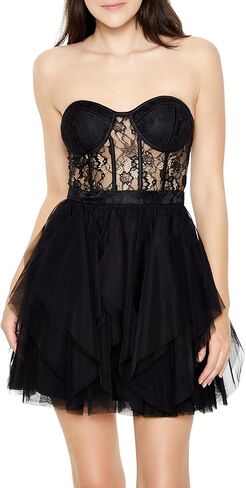 Forever 21 Women's Lace & Tulle Bustier Mini Dress in Saudi Arabia
