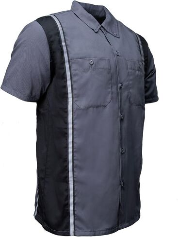 MILWAUKEE MOTORCYCLE CLOTHING CO. قميص عمل ميكانيكي للرجال باللون الأسود/الرمادي - مع شريط عاكس، MDM11612 in Kuwait