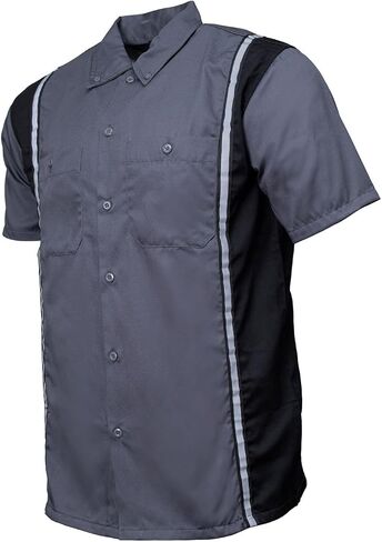 MILWAUKEE MOTORCYCLE CLOTHING CO. قميص عمل ميكانيكي للرجال باللون الأسود/الرمادي - مع شريط عاكس، MDM11612 in Kuwait