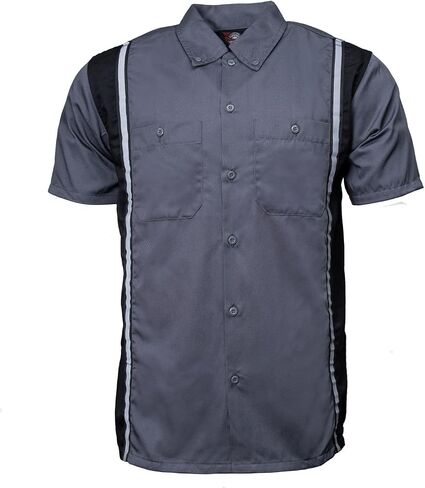 MILWAUKEE MOTORCYCLE CLOTHING CO. قميص عمل ميكانيكي للرجال باللون الأسود/الرمادي - مع شريط عاكس، MDM11612 in Kuwait