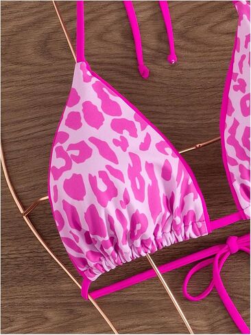 WDIRARA Women's Leopard Print Bikini Set Triangle Halter String Swimsuit Two Piece Bathing Suit in Saudi Arabia